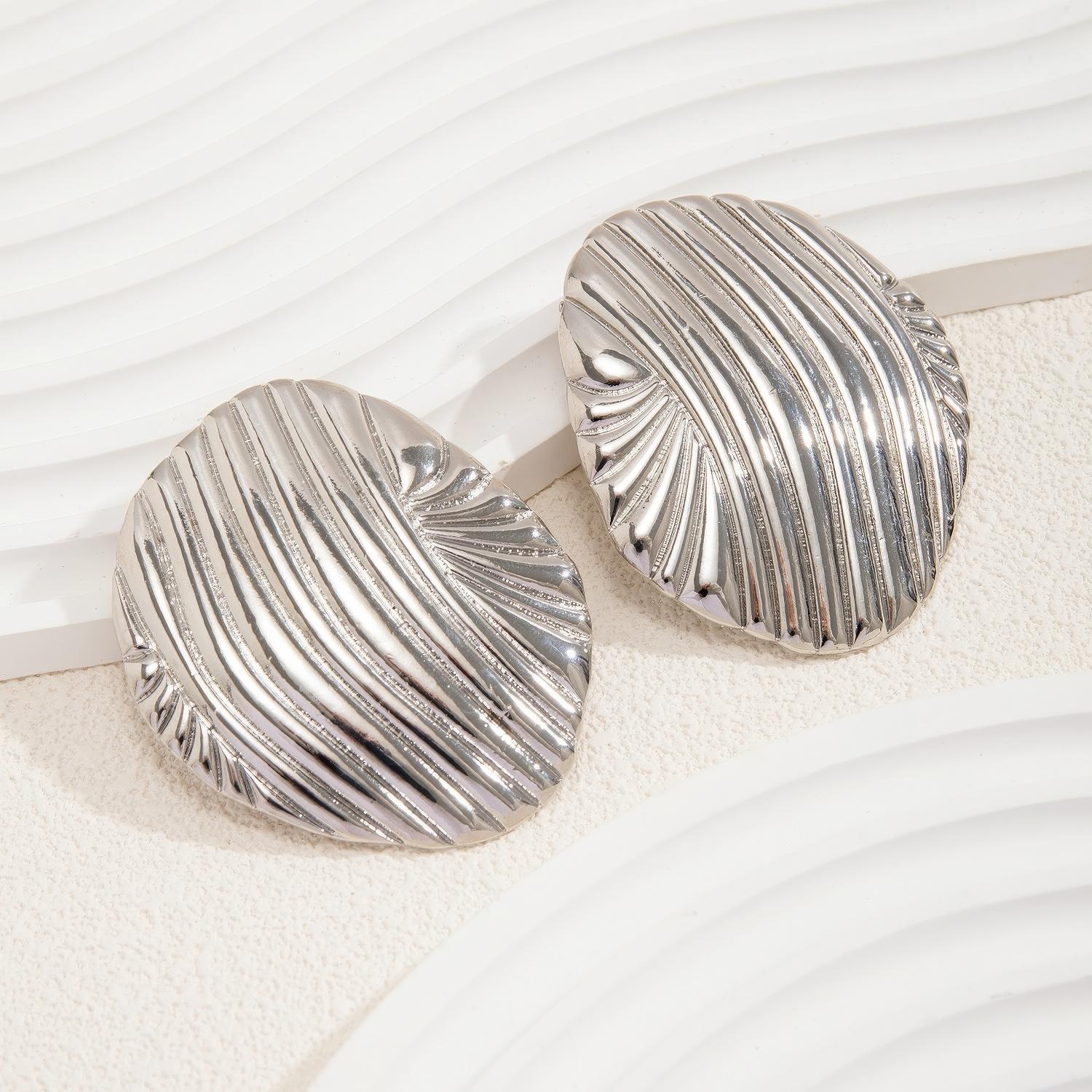 Sculptural Ribbed Shell Stud Earrings