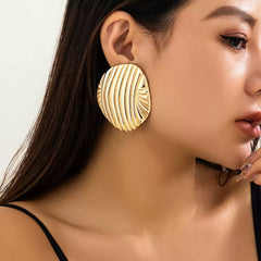 Sculptural Ribbed Shell Stud Earrings