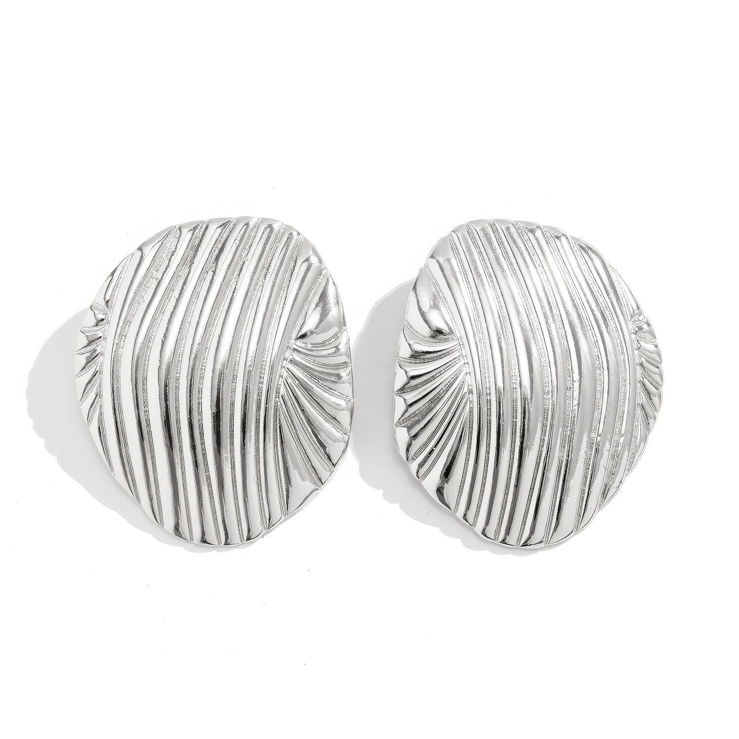 Sculptural Ribbed Shell Stud Earrings