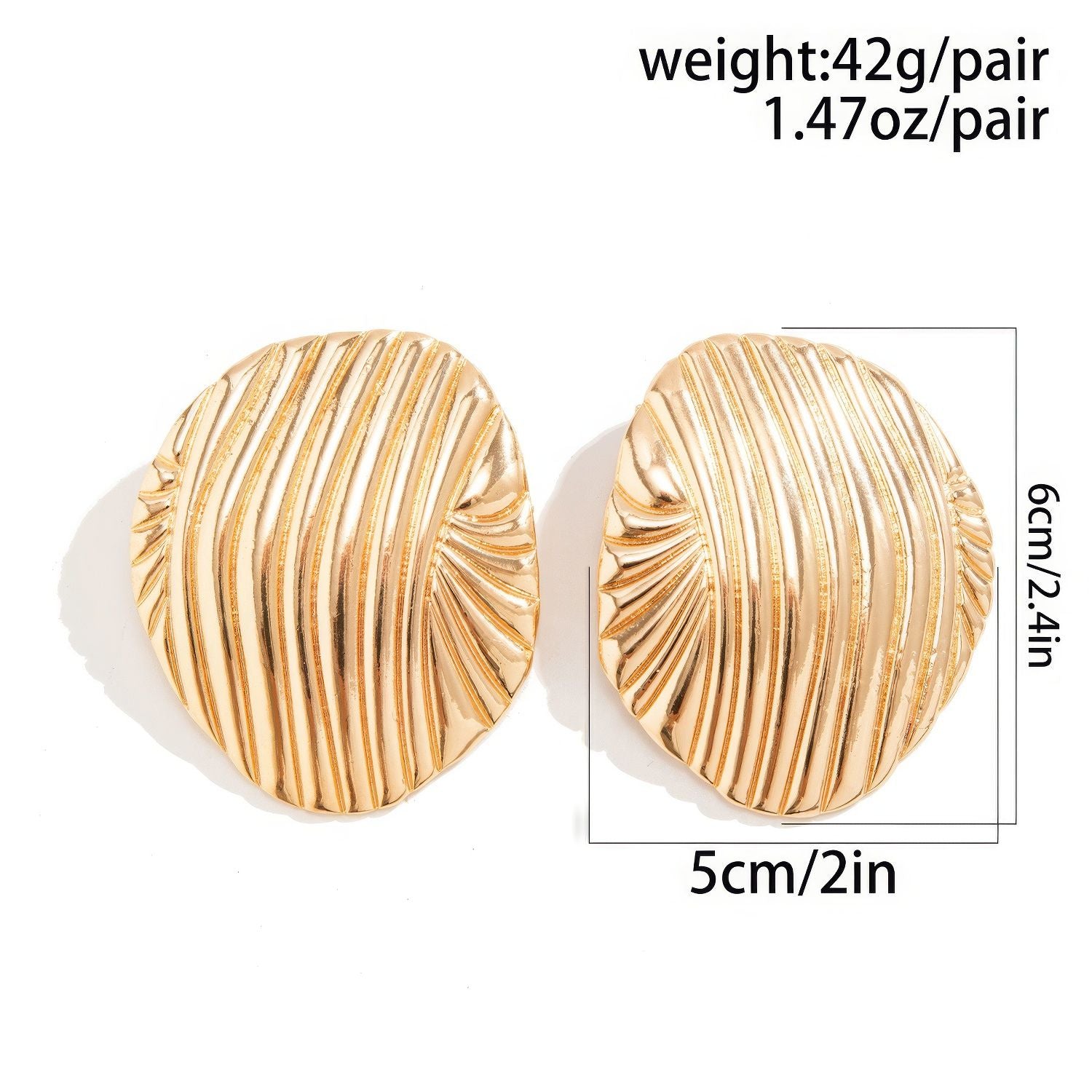 Sculptural Ribbed Shell Stud Earrings