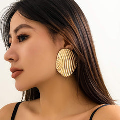 Sculptural Ribbed Shell Stud Earrings