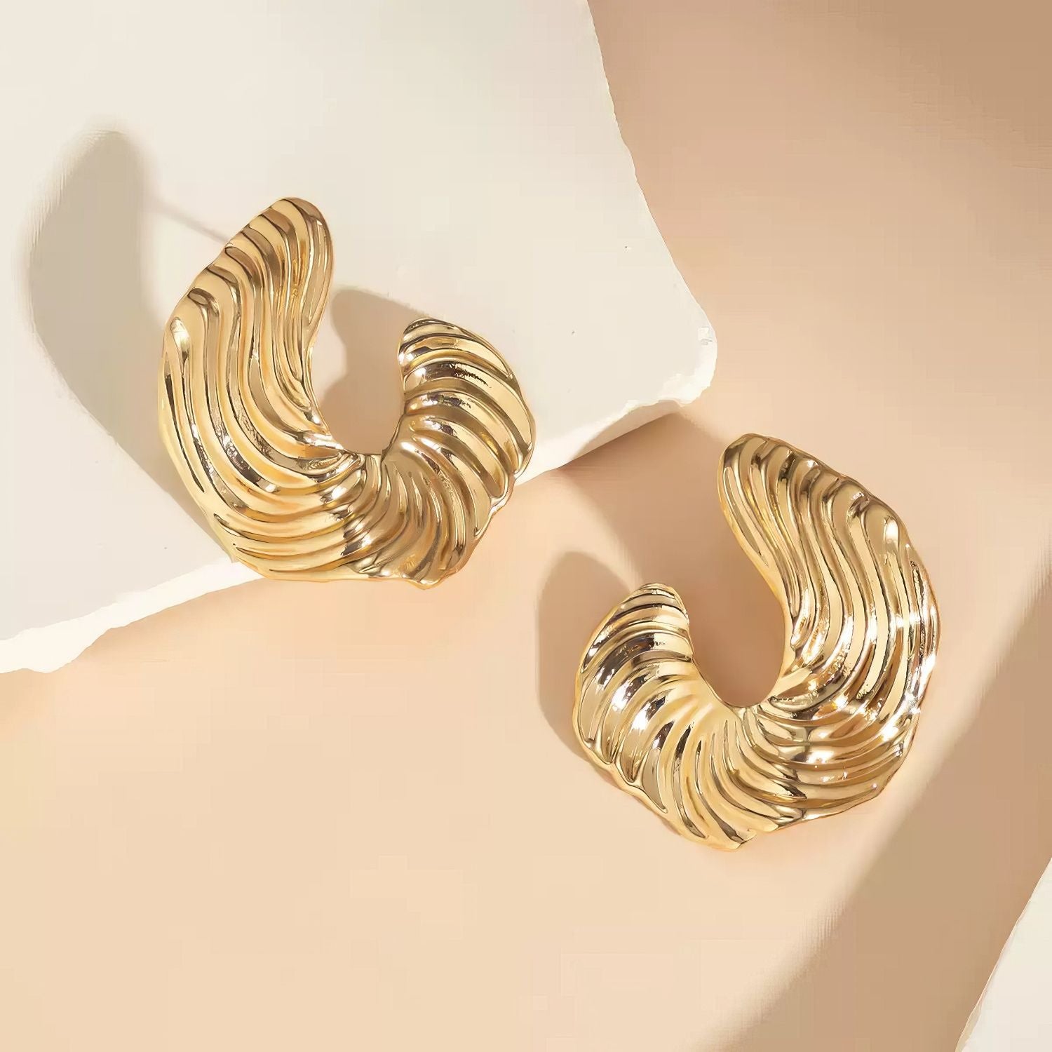 Sculptural Wavy Textured Hoop Earrings