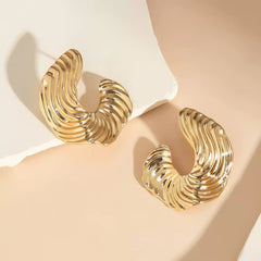 Sculptural Wavy Textured Hoop Earrings