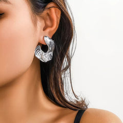 Sculptural Wavy Textured Hoop Earrings
