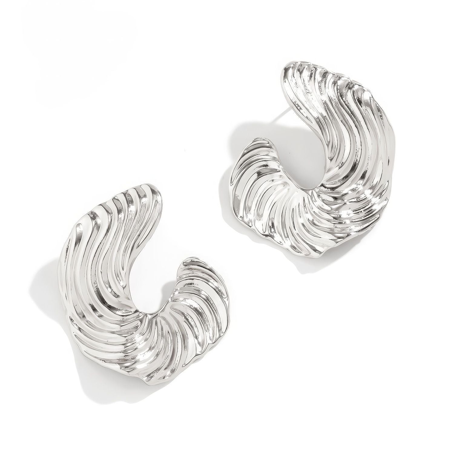 Sculptural Wavy Textured Hoop Earrings