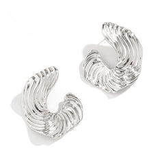Sculptural Wavy Textured Hoop Earrings