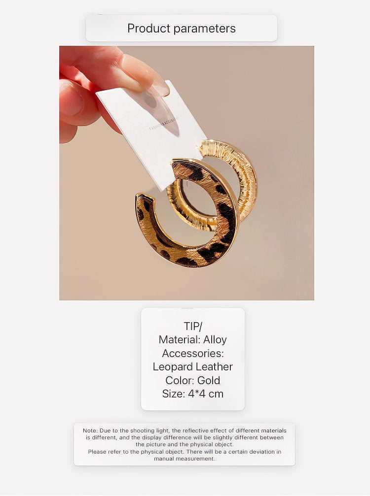 Statement Chunky C-Shaped Hoop Earrings with Leopard Print Inlay