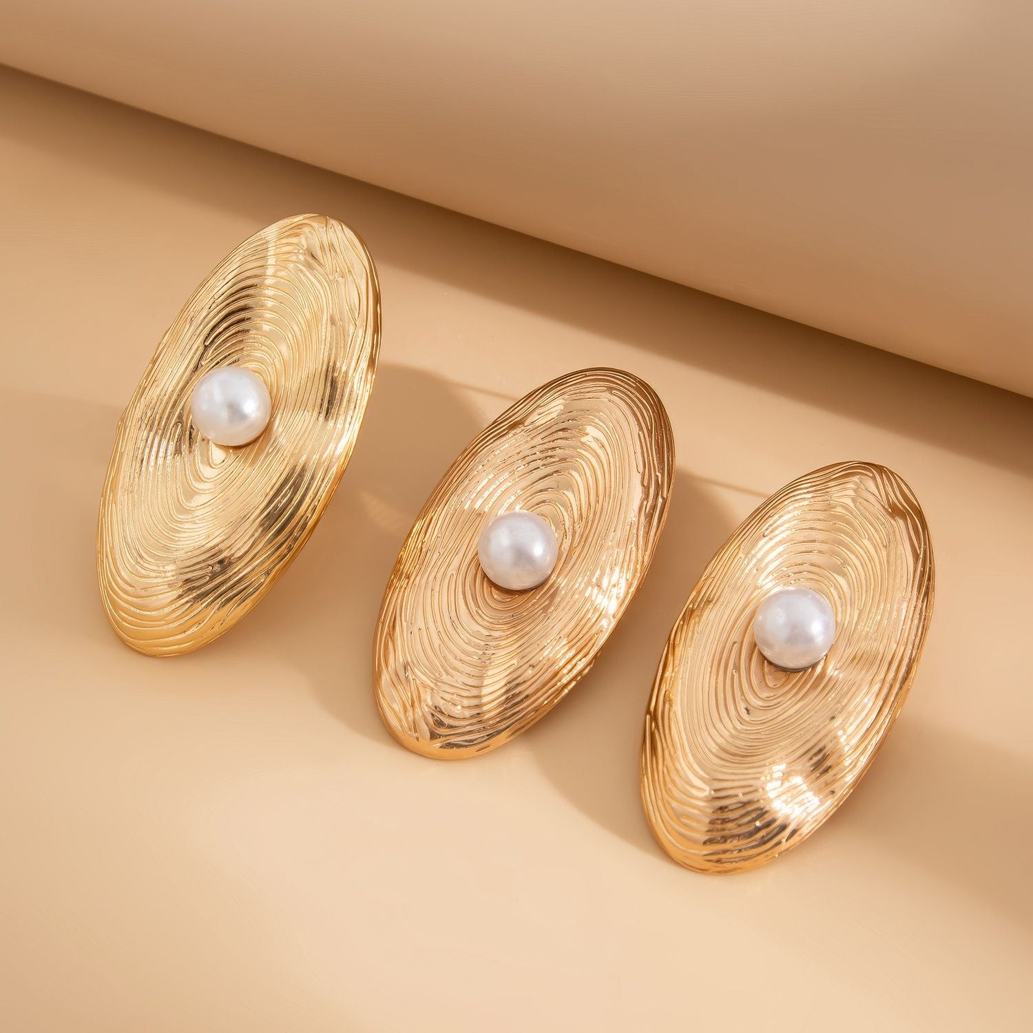 Textured Oval Pearl Jewelry Set