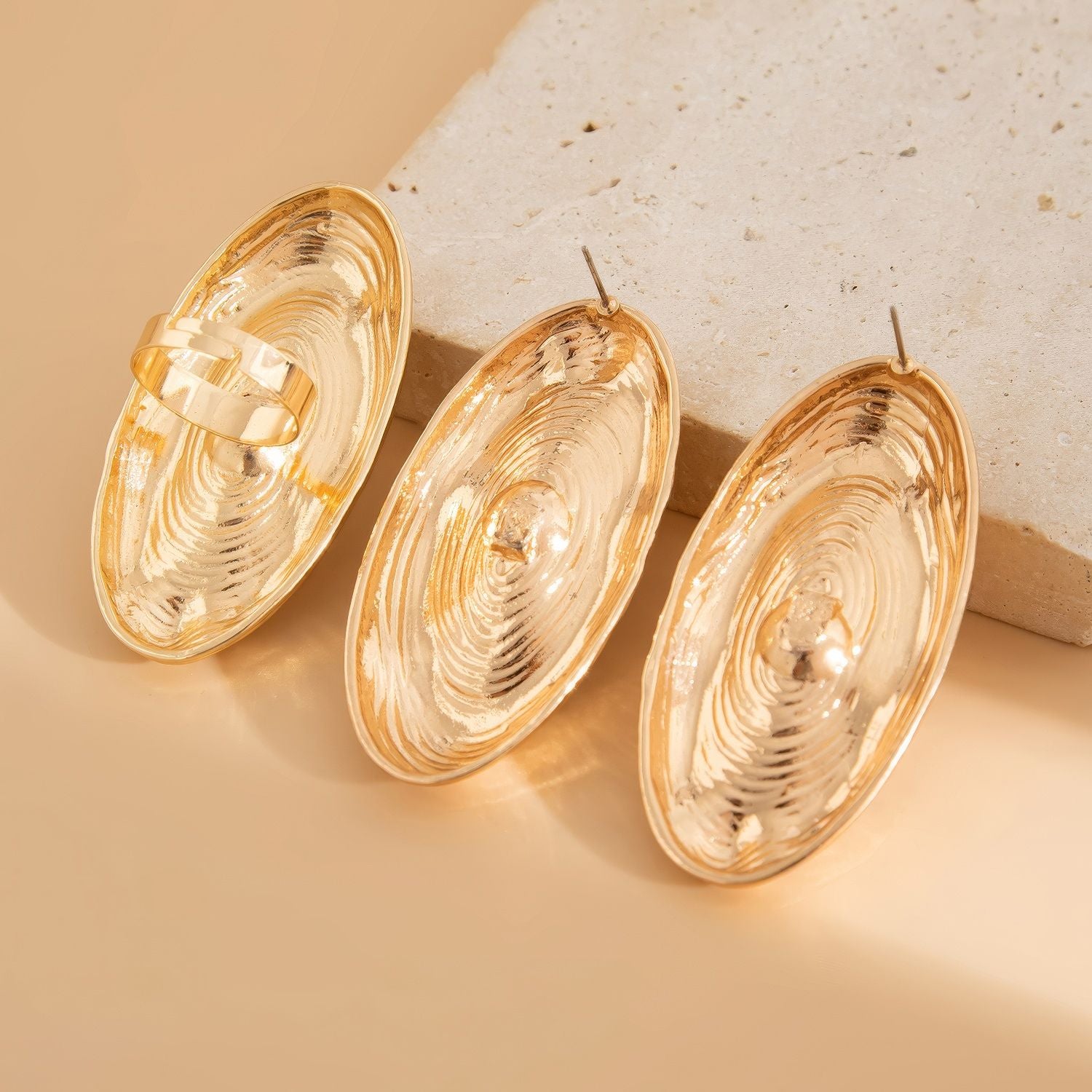 Textured Oval Pearl Jewelry Set