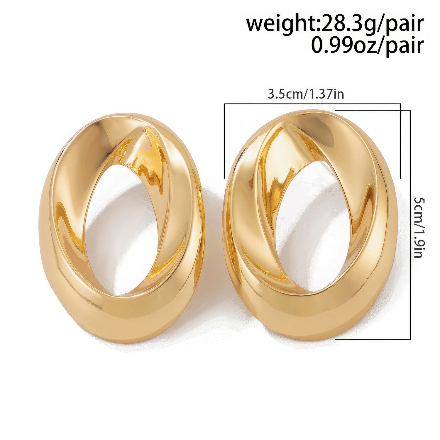 Thick Interlocking Hoop Stud Earrings