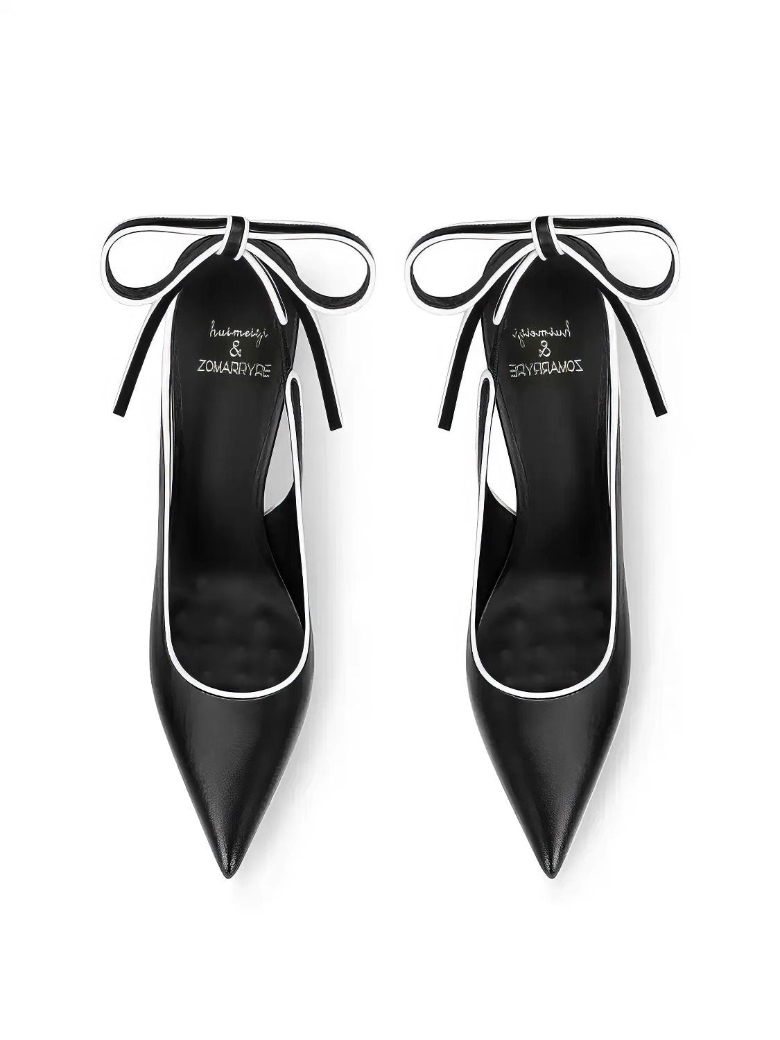Two-Tone Stiletto Heels with Bow-Tied Ankle Straps