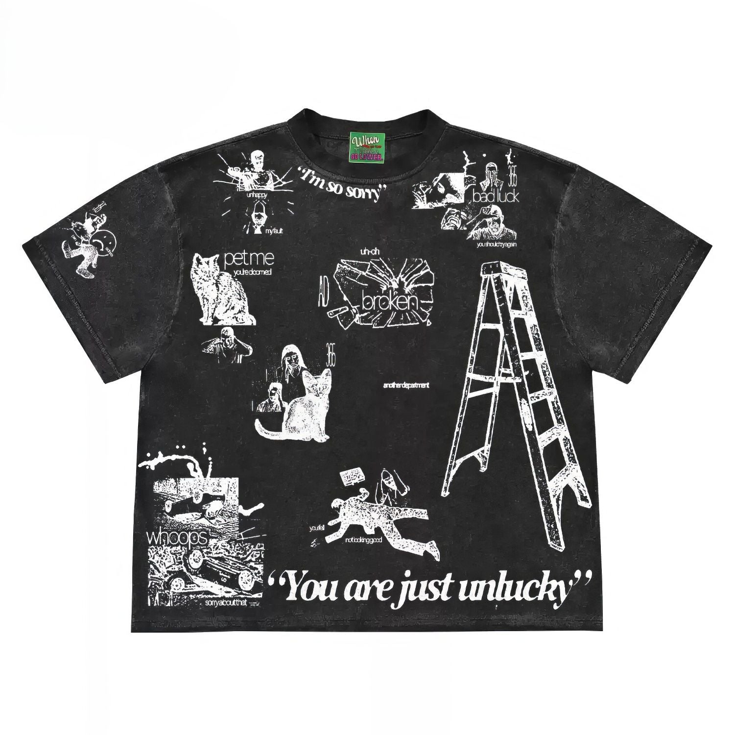Unlucky Accidents Doodle Graphic T-Shirt