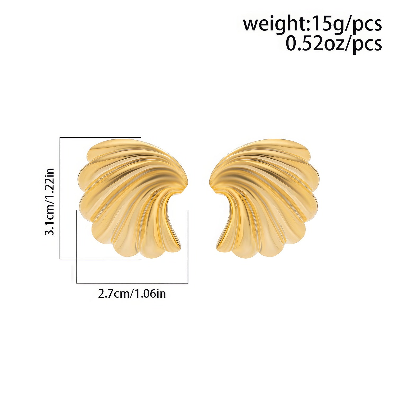 Wavy Scallop Shell Stud Earrings