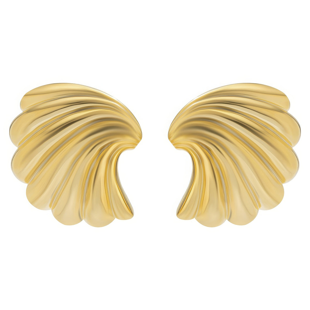 Wavy Scallop Shell Stud Earrings