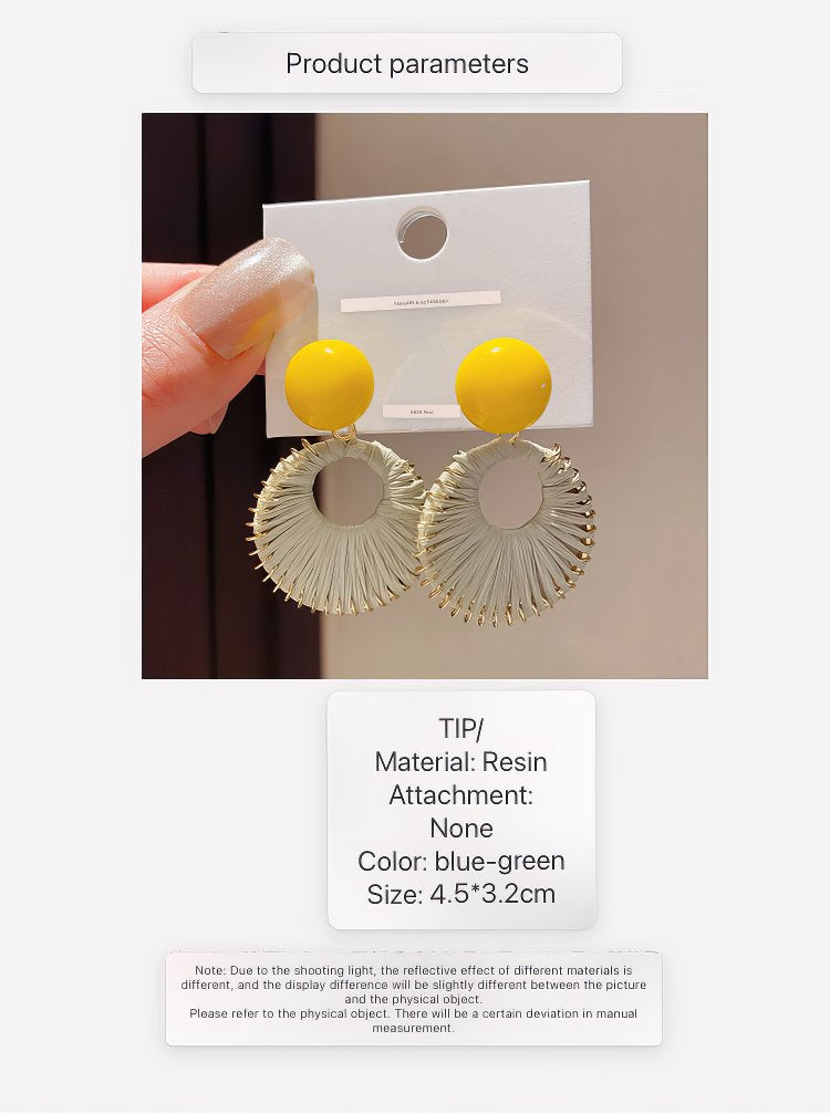 Yellow Matte Rubber Coated Round Disc Stud Earrings