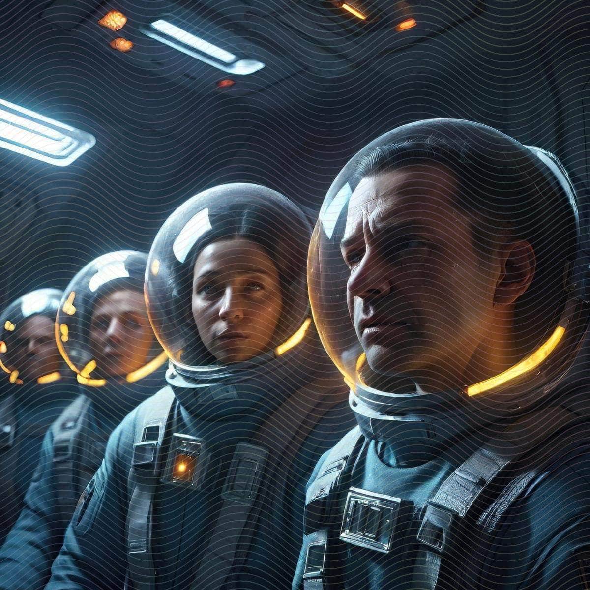 A Group Of Face Lit Space Buddies