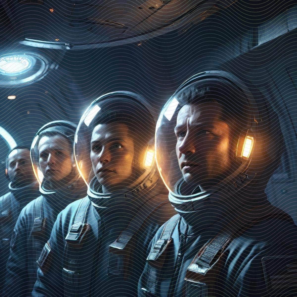 A Group Of Face Lit Space Buddies