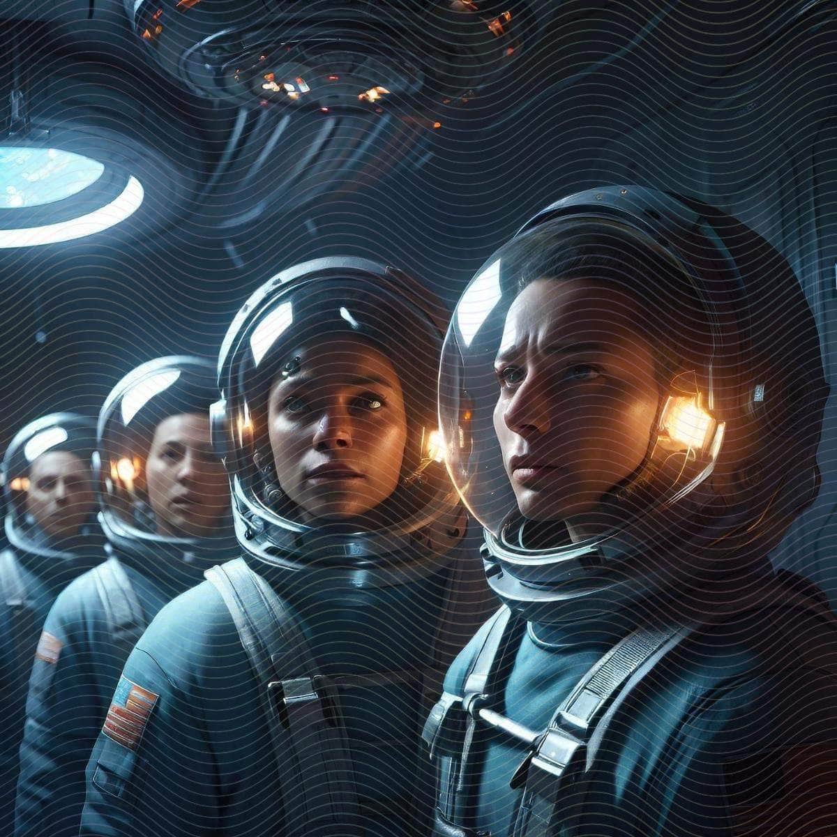 A Group Of Face Lit Space Buddies