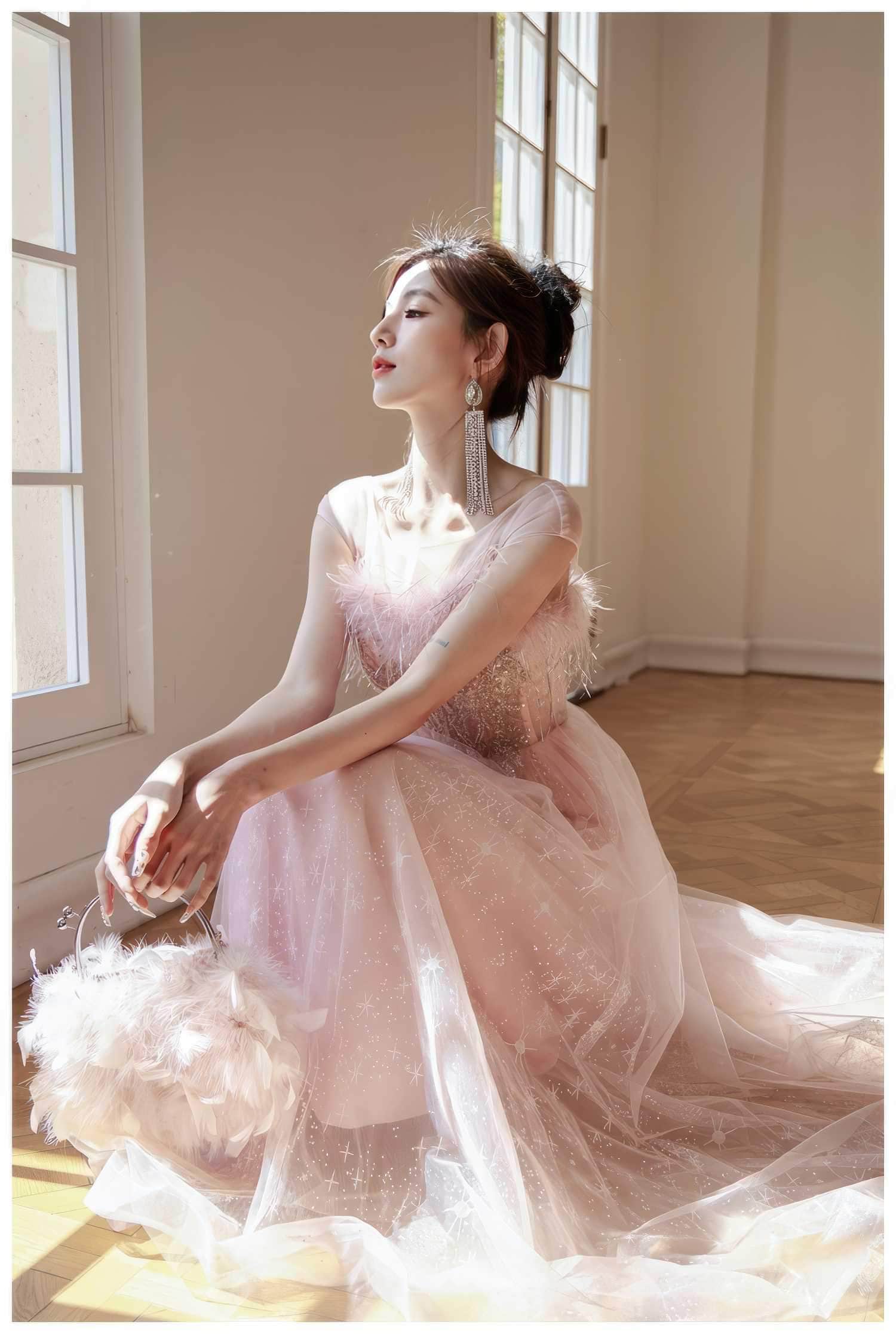 A-line Feather Prom Fairy Dress