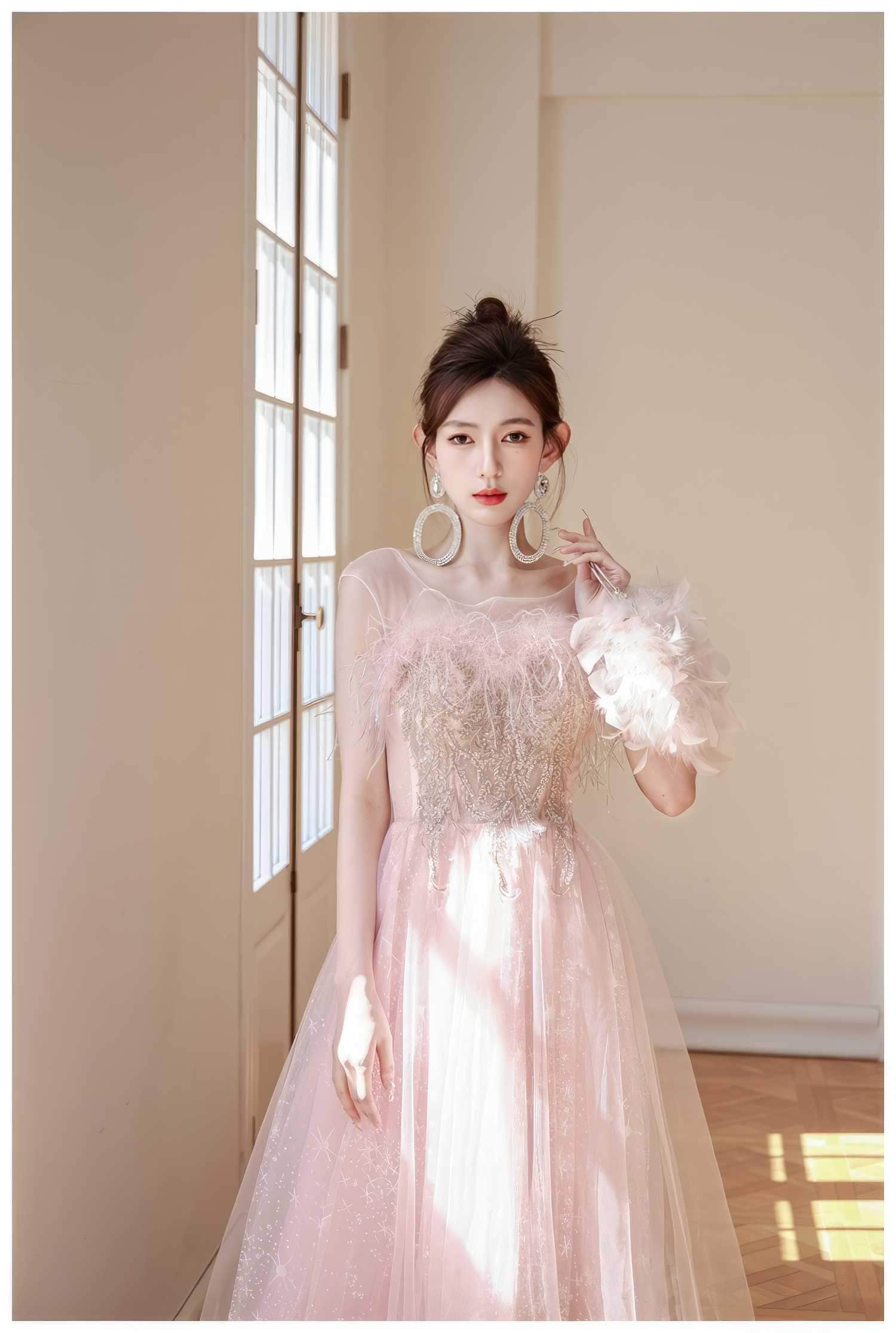 A-line Feather Prom Fairy Dress