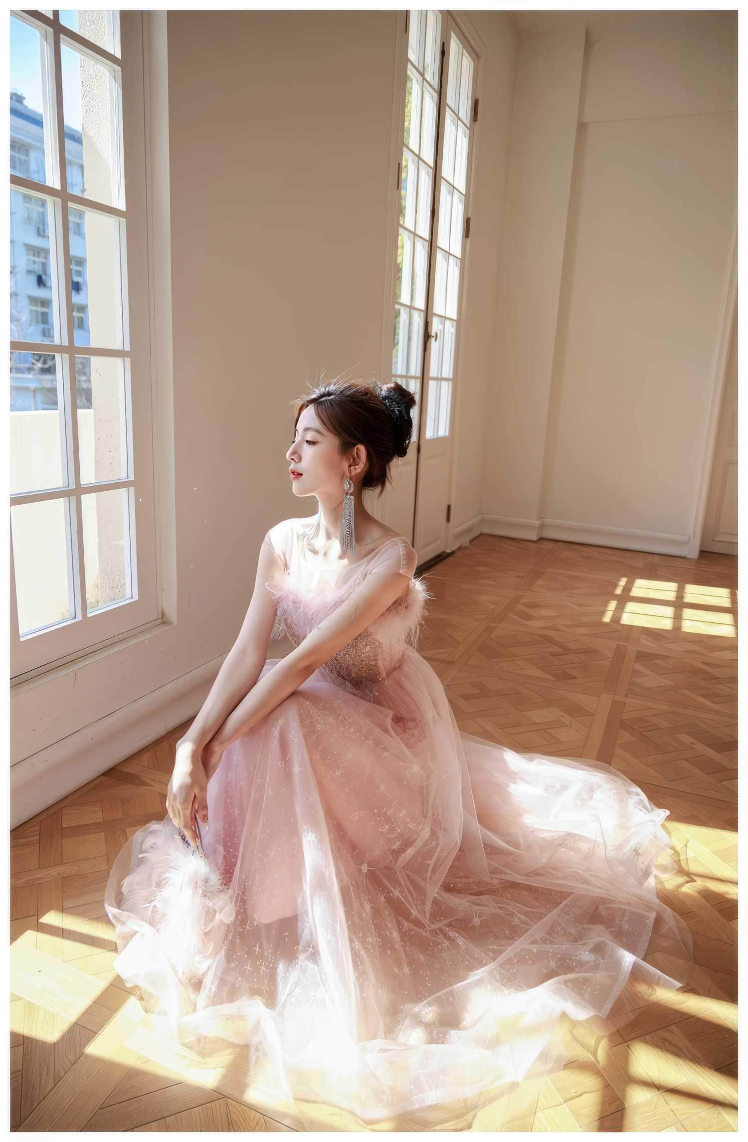 A-line Feather Prom Fairy Dress