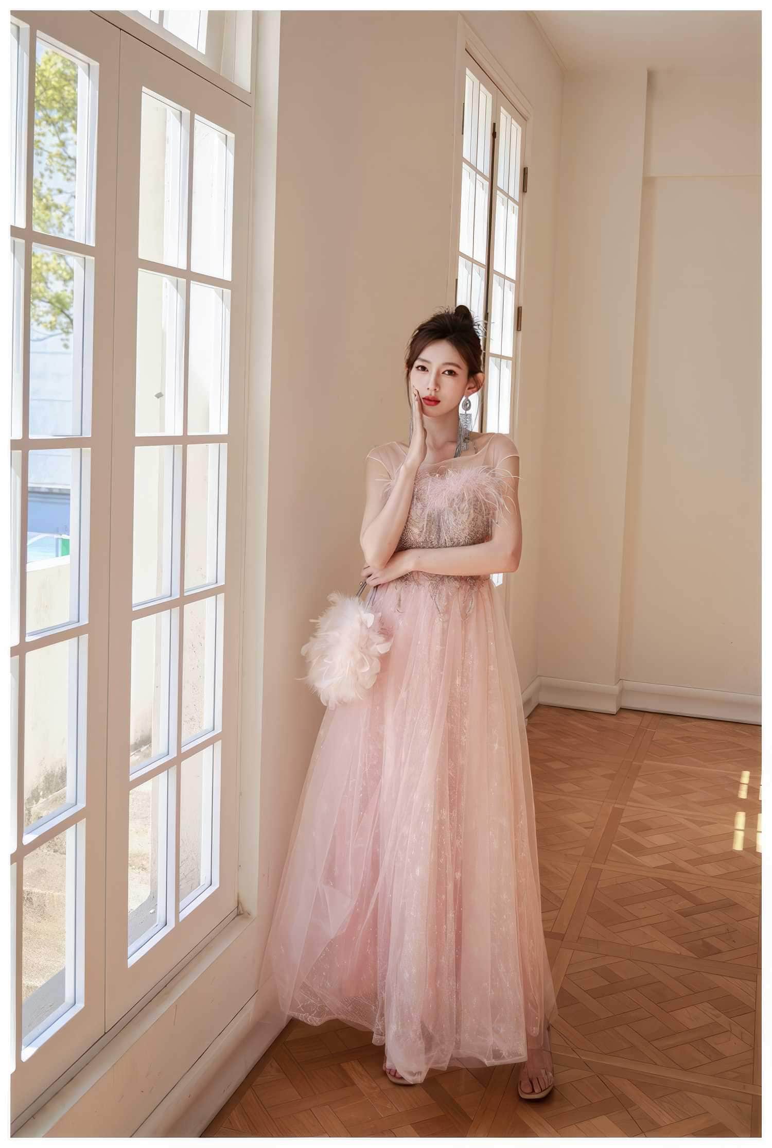 A-line Feather Prom Fairy Dress