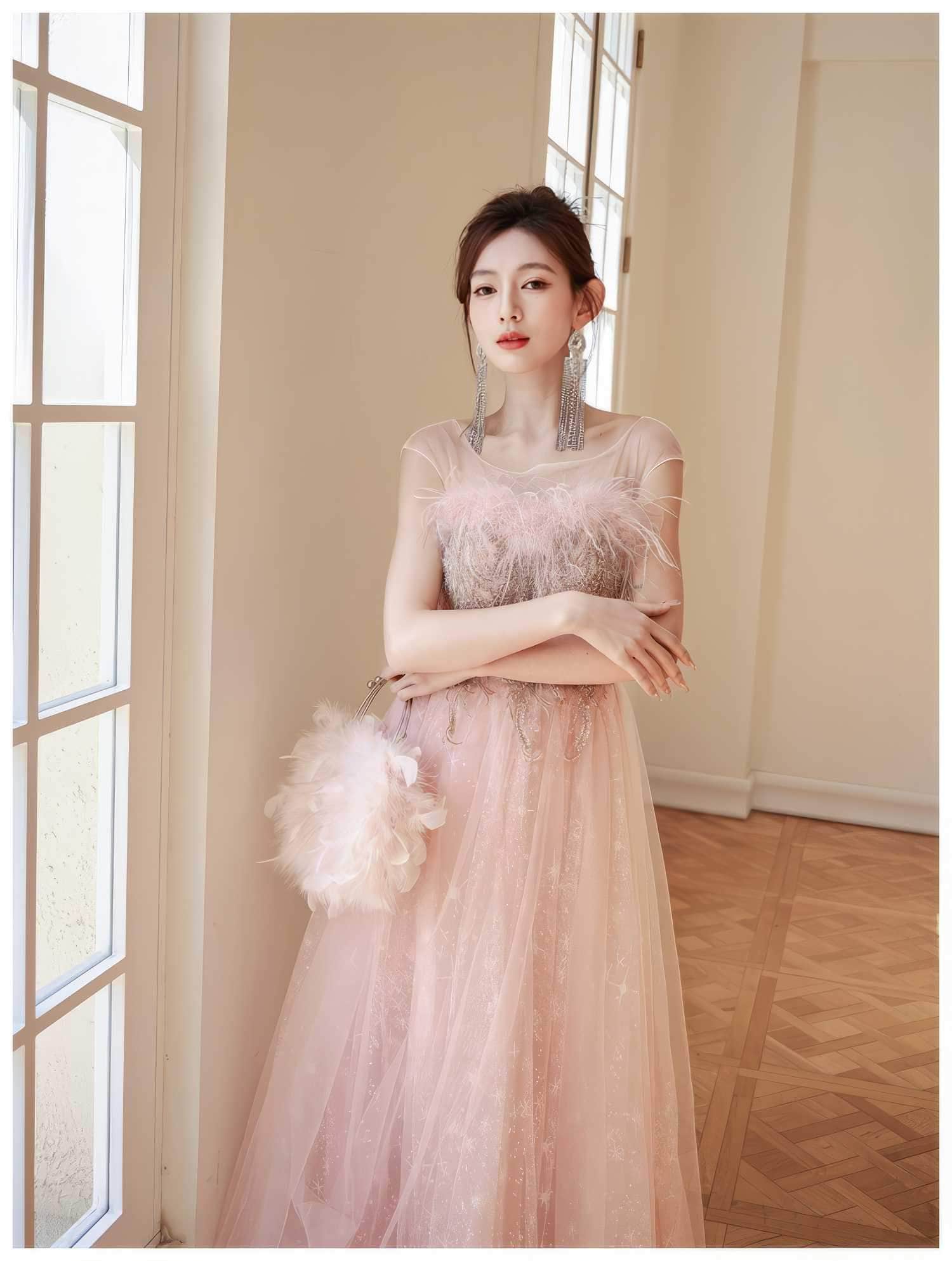 A-line Feather Prom Fairy Dress