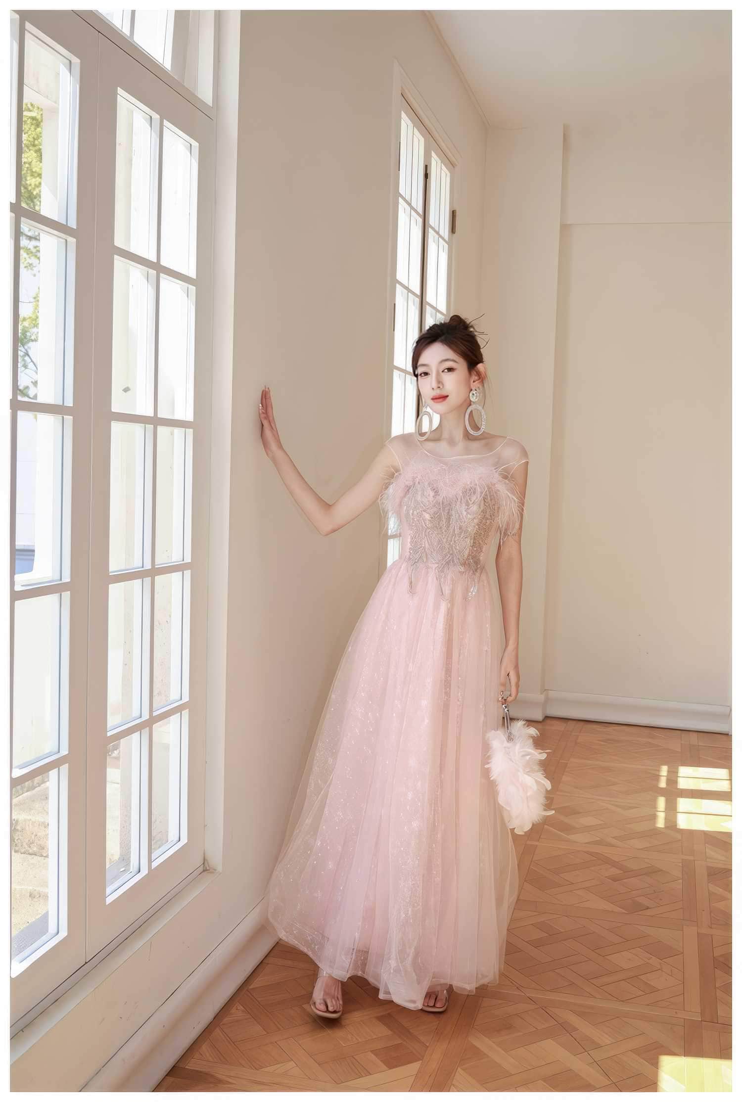 A-line Feather Prom Fairy Dress