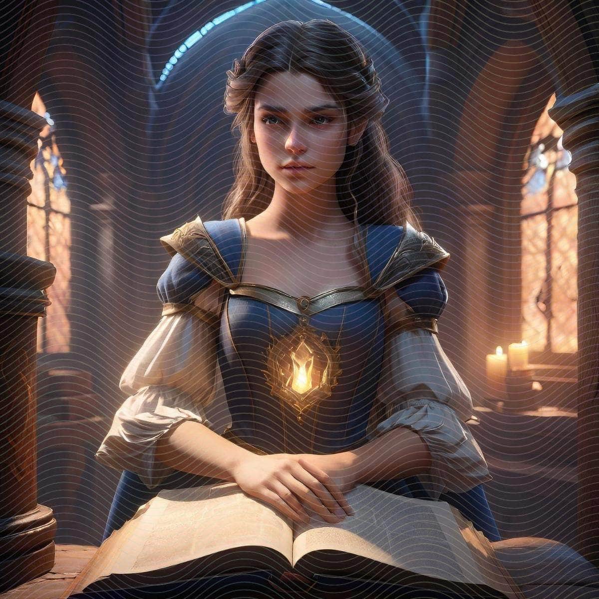 A Princess in Knight Costume and a Book