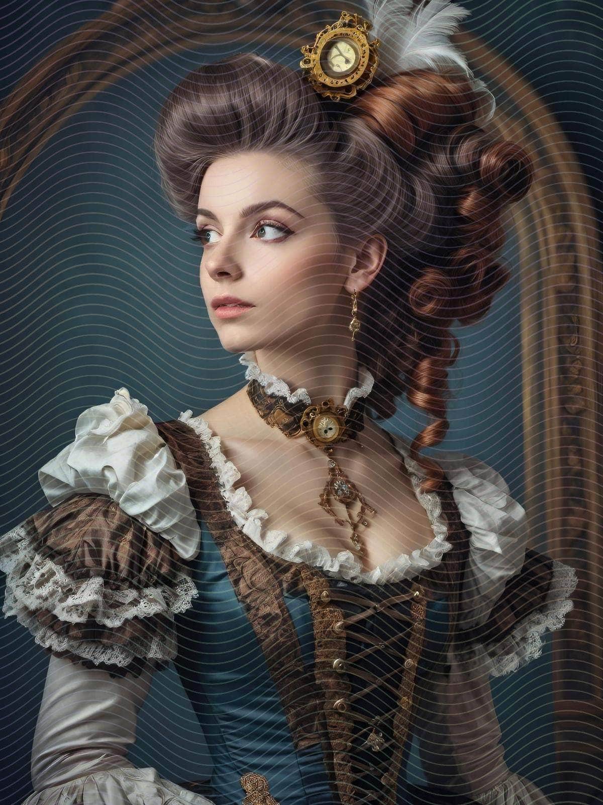 A Rococo-Style Fantasy Woman Portrait