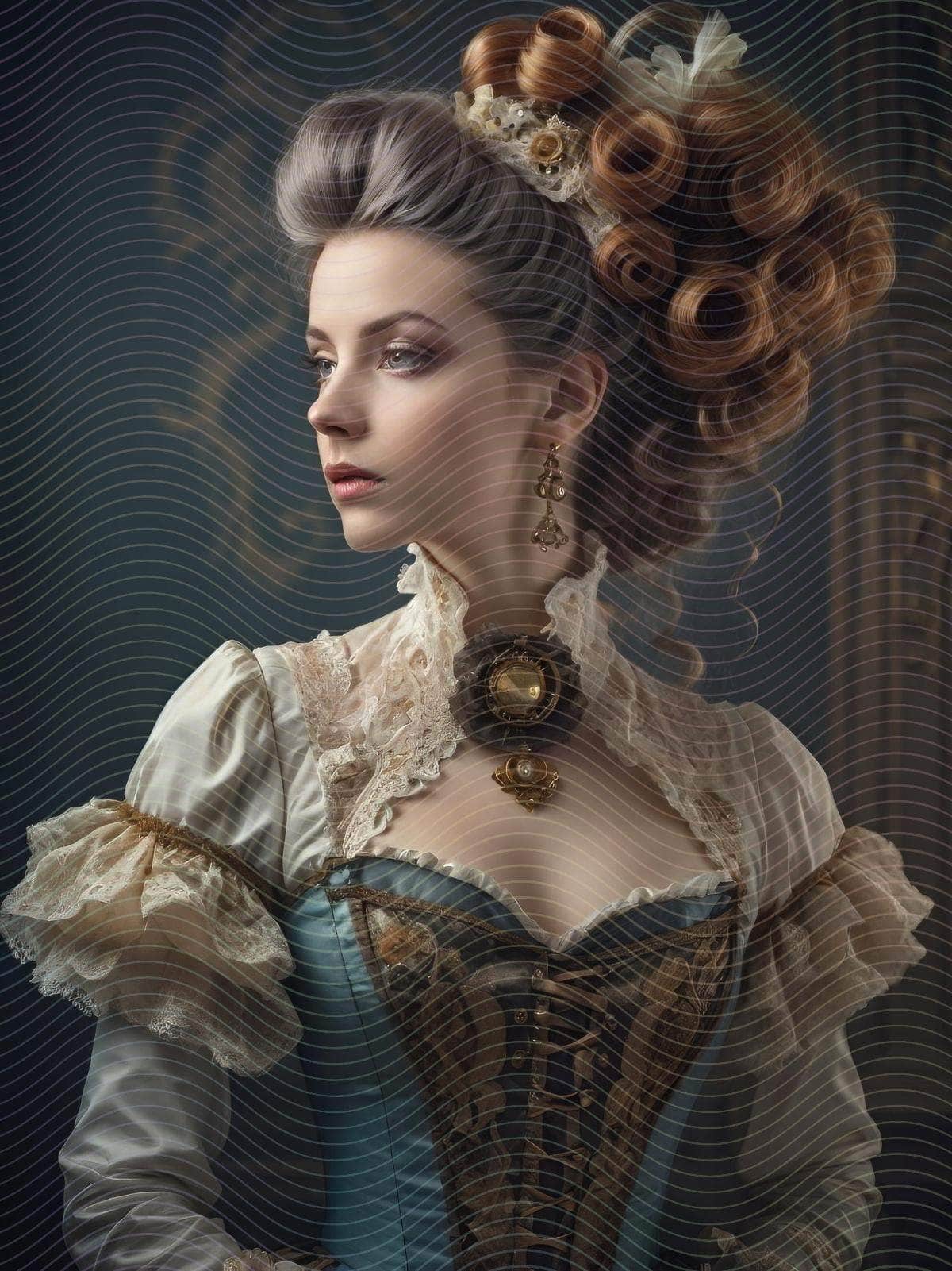 A Rococo-Style Fantasy Woman Portrait