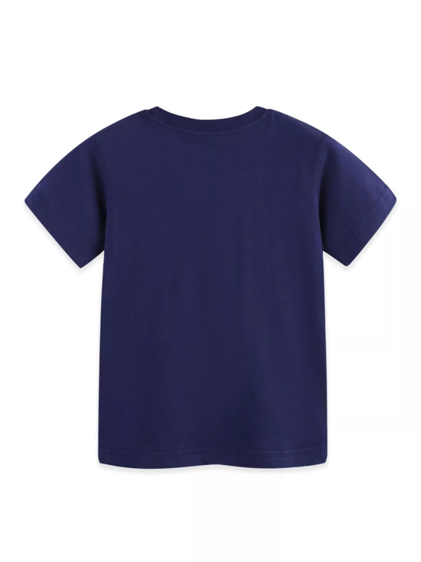 Back view of the plain dark navy children's short sleeve t-shirt