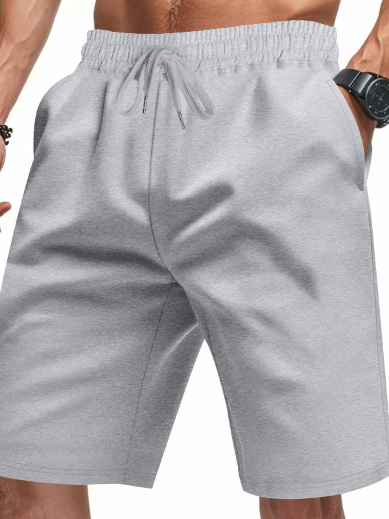 Men's casual shorts with a drawstring waist, available in regular and plus sizes.