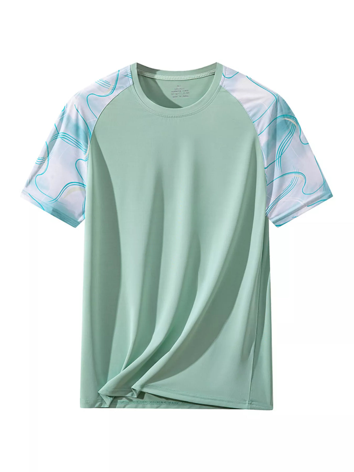 Men's lightweight color-block T-shirt made from a slightly stretchy cotton-spandex blend.