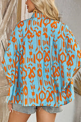 Abstract Print Dolman Short Sleeve Western Loose Shirt
