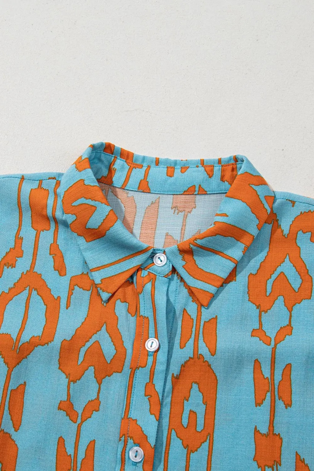 Abstract Print Dolman Short Sleeve Western Loose Shirt