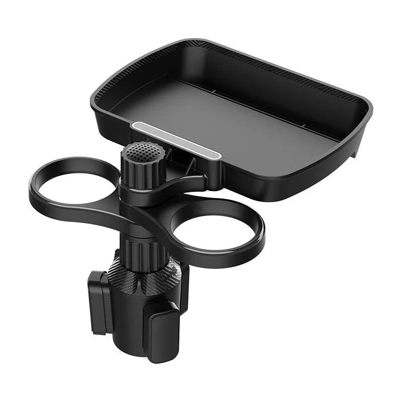 Adjustable Dual Cup Holder Expander - 360° Rotating, Multifunctional Car Seat Cup Holder with Snack Tray, Drink Holder with cup holder