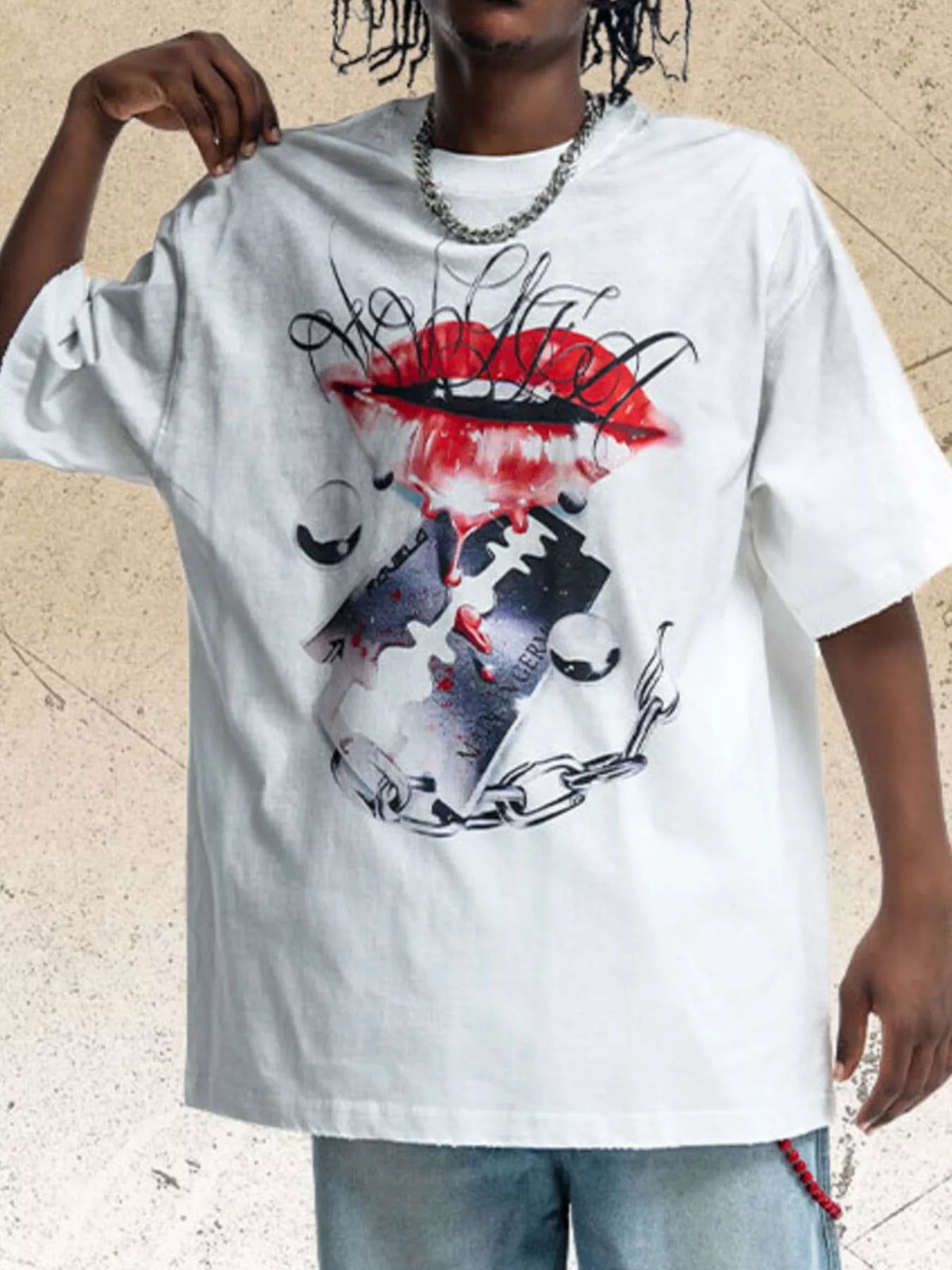Men's short-sleeve T-shirt featuring a printed graphic design.