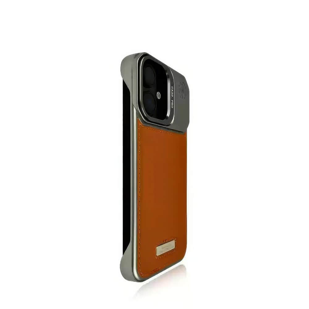 Aluminum Alloy Leather Frameless Shockproof Aromatherapy iPhone Case Cover iPhone 11 / Brown