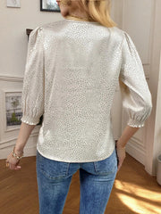 Animal Print V-Neck 3/4 Sleeve Blouse