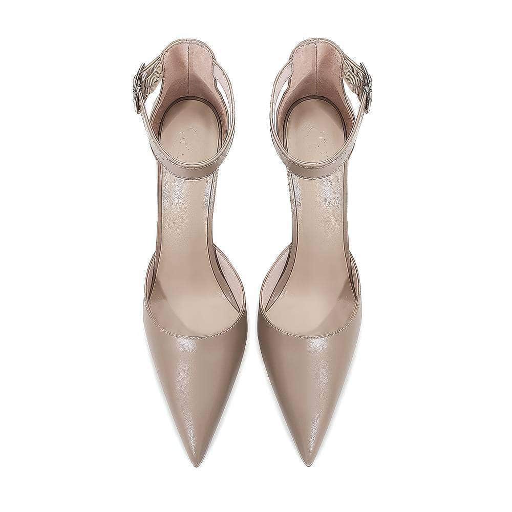 Ankle Buckle Straps Pointy Toe Court Heels