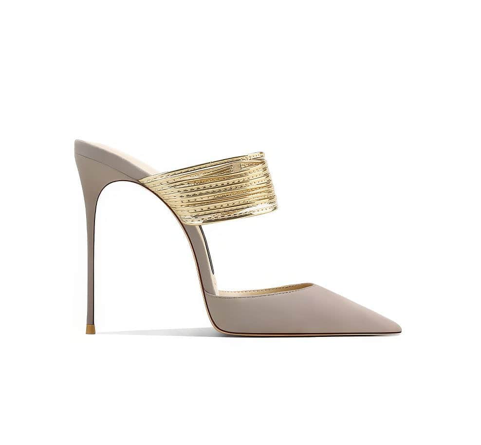 Ankle Metallic Strap Open Back High Heels Pumps EU 33 / LightSteelBlue / 6CM