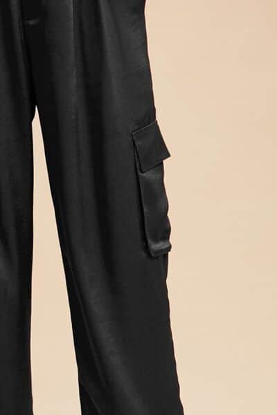 Annie Wear Wide Leg Cargo Satin Pants