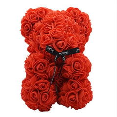 Artificial 25cm rose bear: gift for girlfriend, anniversary, Valentine's, birthday, wedding