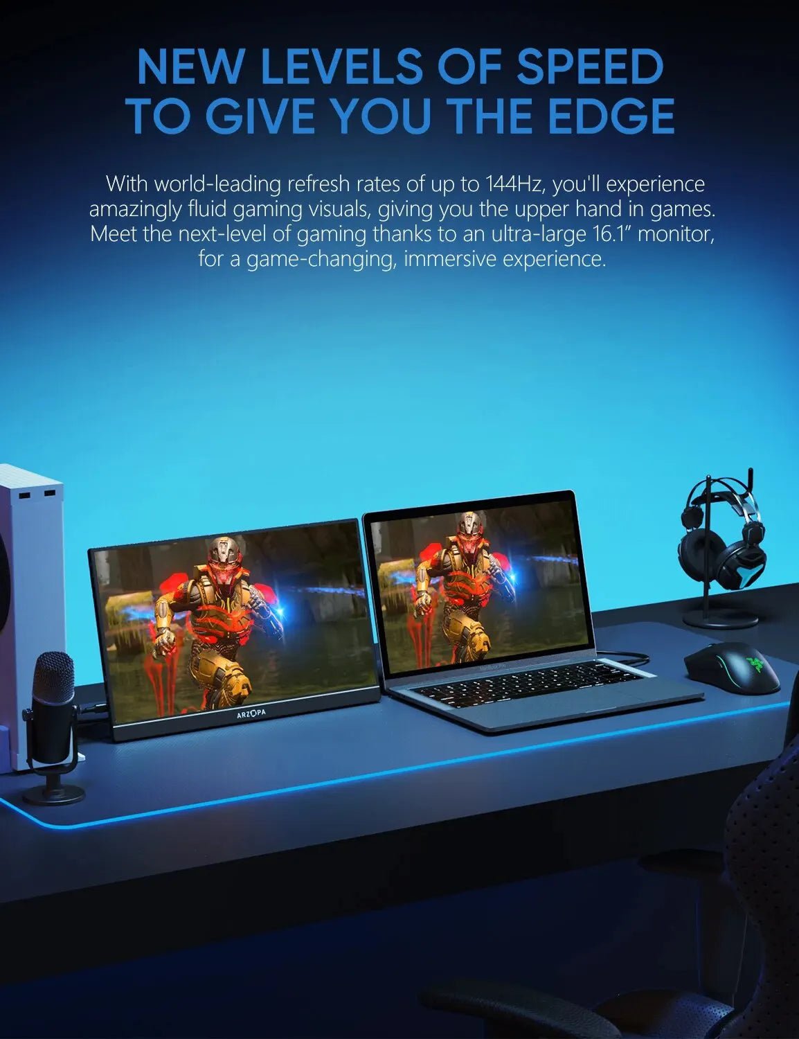 ARZOPA 16.1'' 144Hz 1080P FHD Portable Gaming Monitor G1 Game