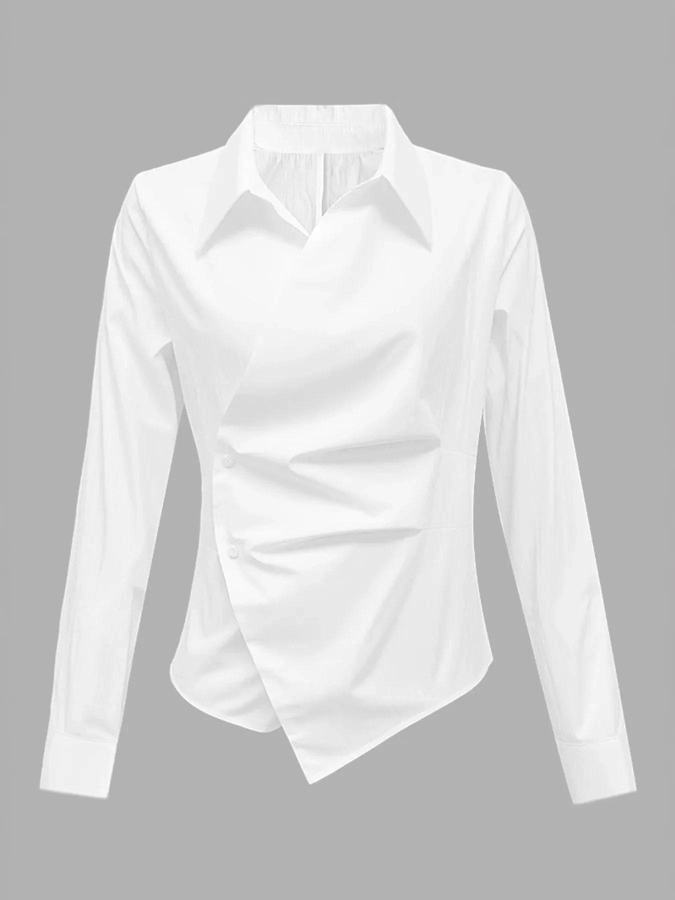 Asymmetric Collared Neck Long Sleeve Shirt