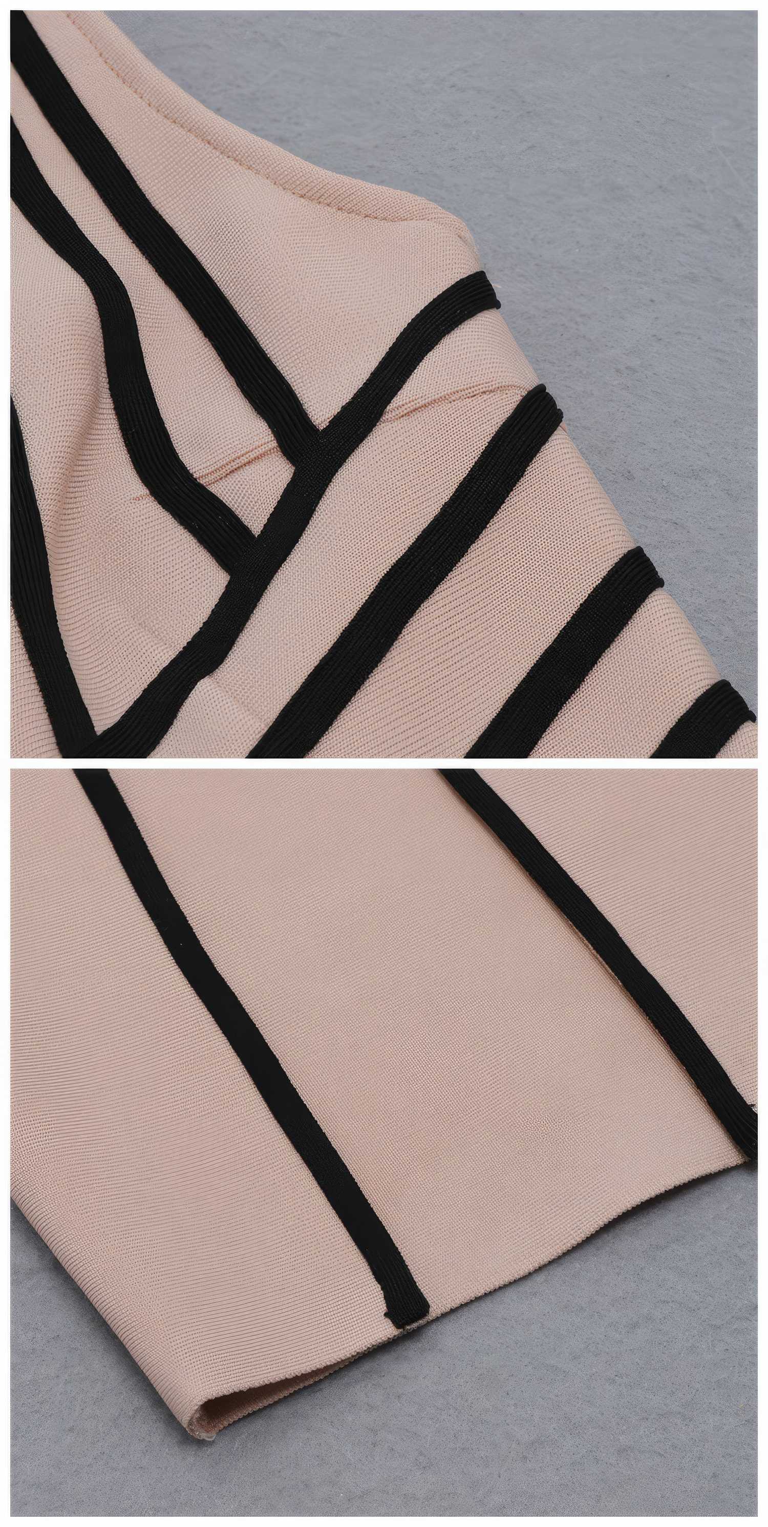 Asymmetrical Front Slit Striped Bandage Dress