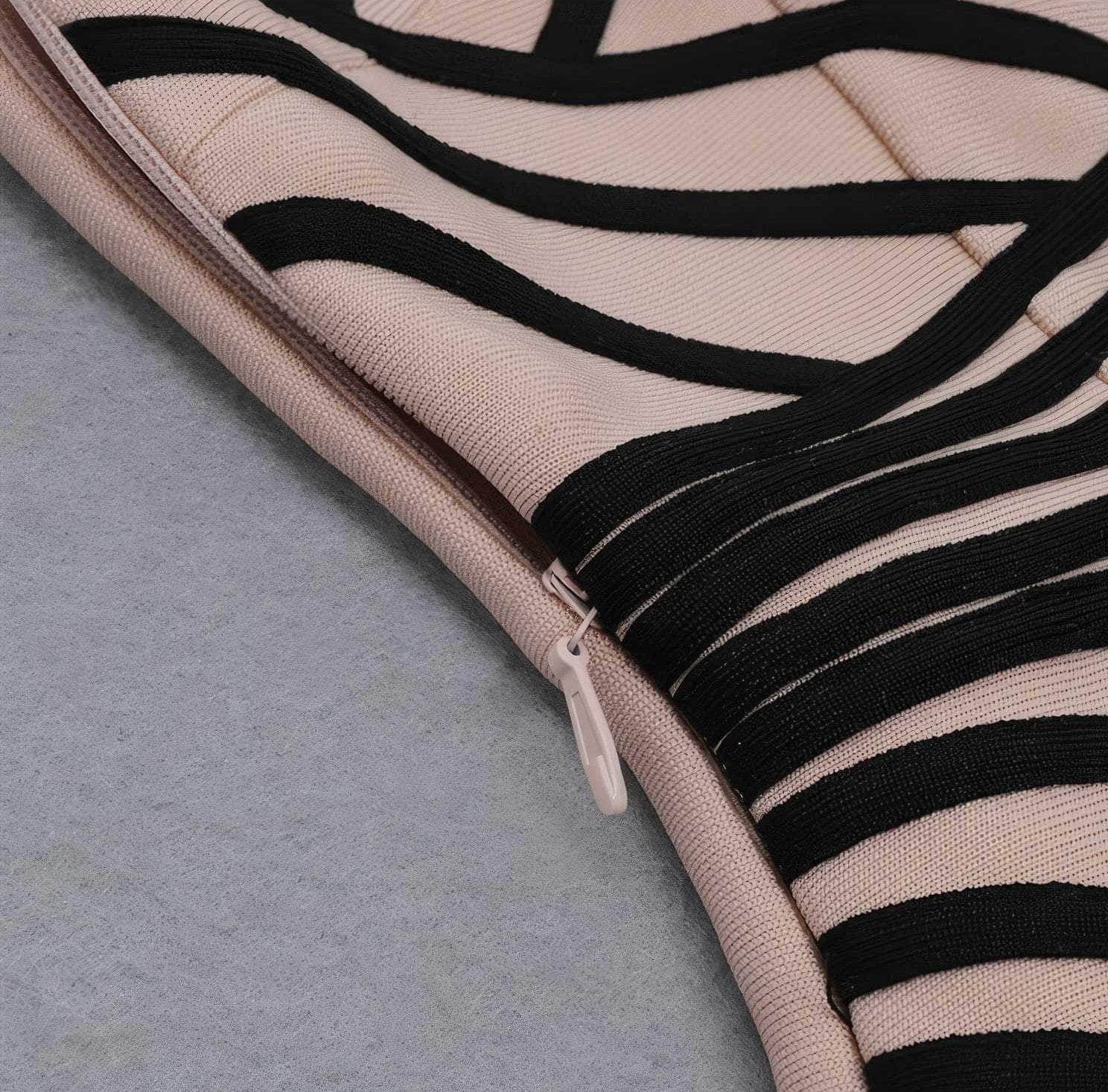 Asymmetrical Front Slit Striped Bandage Dress