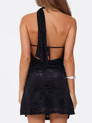 Asymmetrical Halter Neck Mini Dress
