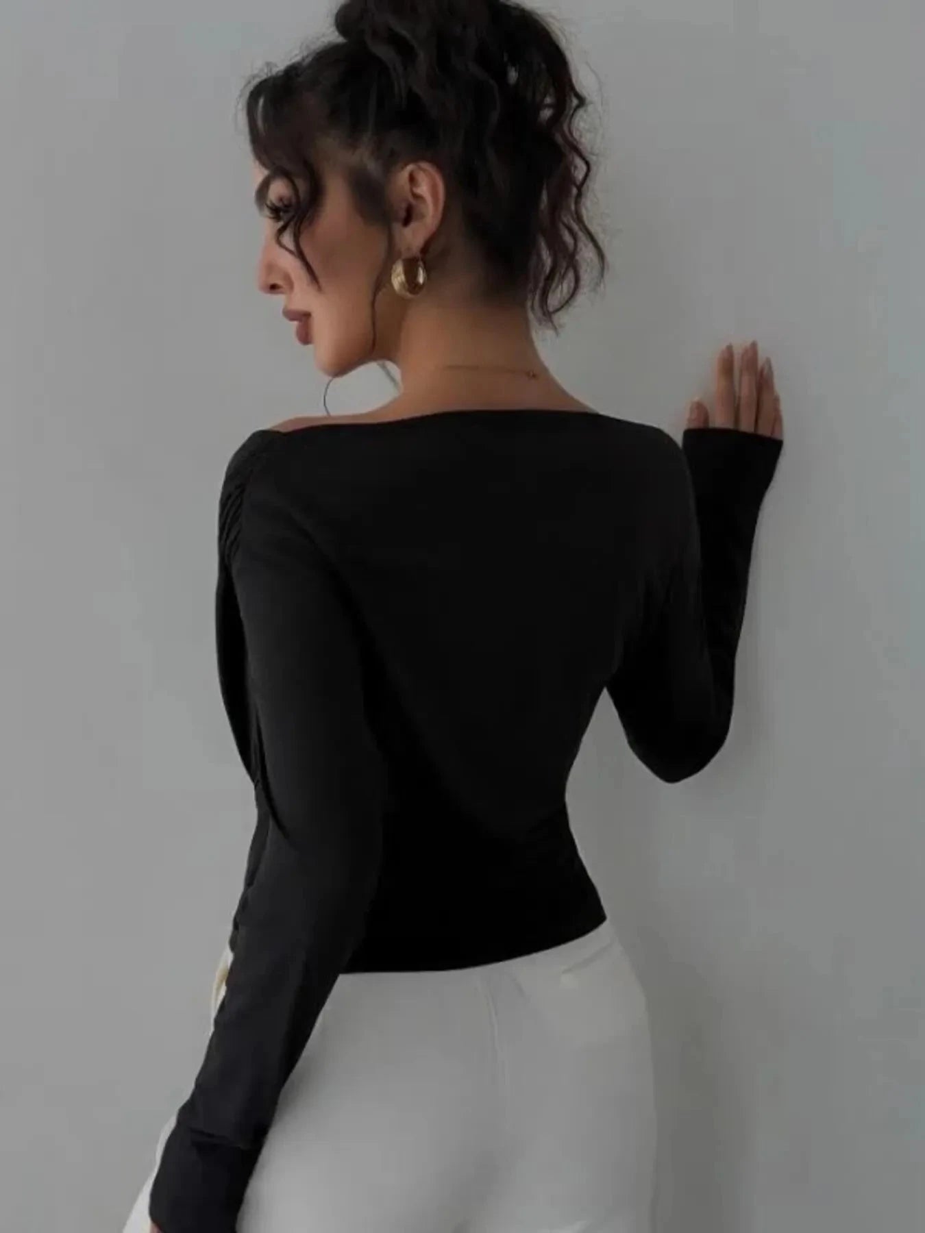 Asymmetrical Long Sleeve Blouse
